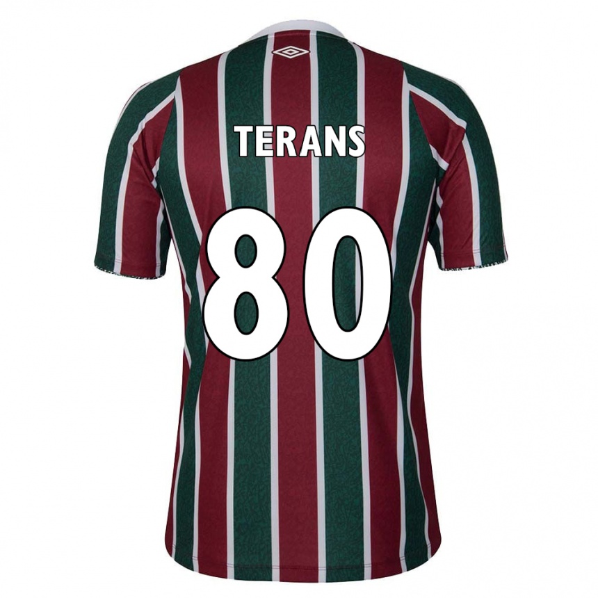 Niño Fútbol Camiseta David Terans #80 Verde Granate Blanco 1ª Equipación 2024/25 Perú