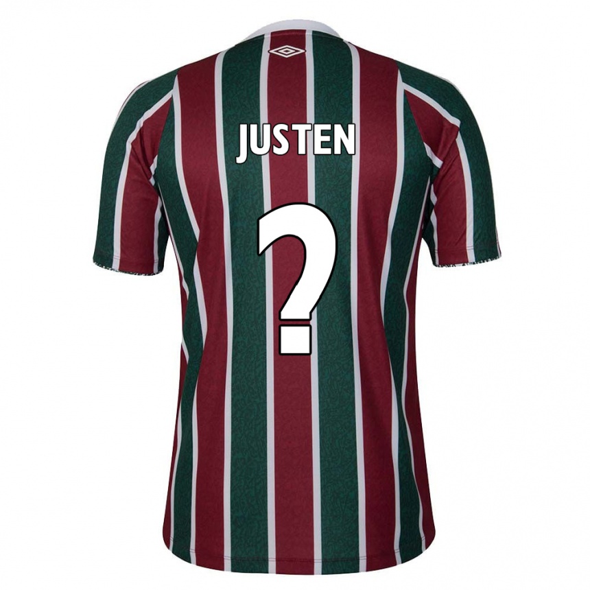 Niño Fútbol Camiseta Justen #0 Verde Granate Blanco 1ª Equipación 2024/25 Perú