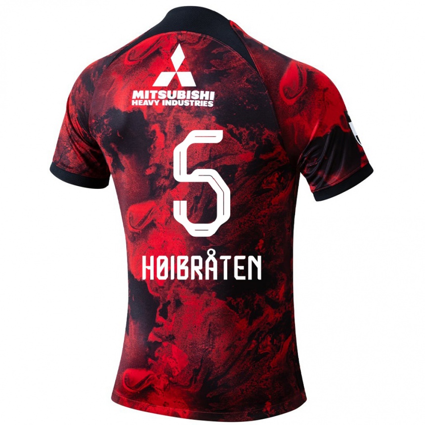 Niño Fútbol Camiseta Marius Høibråten #5 Negro Rojo 1ª Equipación 2024/25 Perú