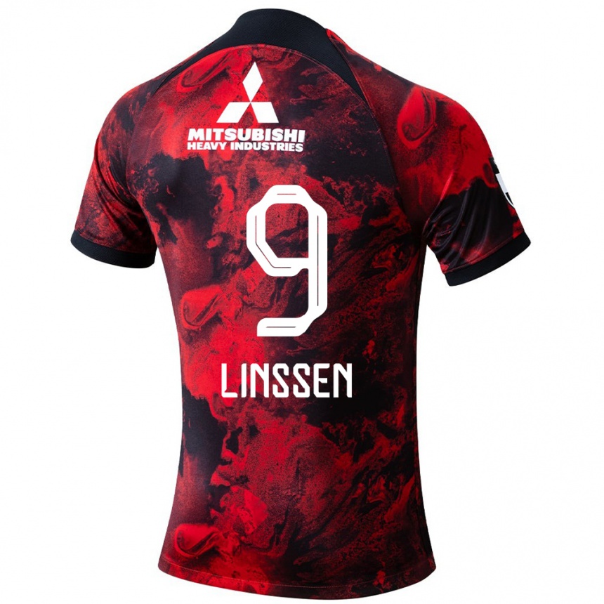 Niño Fútbol Camiseta Bryan Linssen #9 Negro Rojo 1ª Equipación 2024/25 Perú