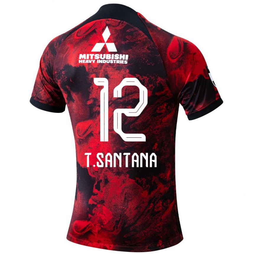 Niño Fútbol Camiseta Thiago #12 Negro Rojo 1ª Equipación 2024/25 Perú