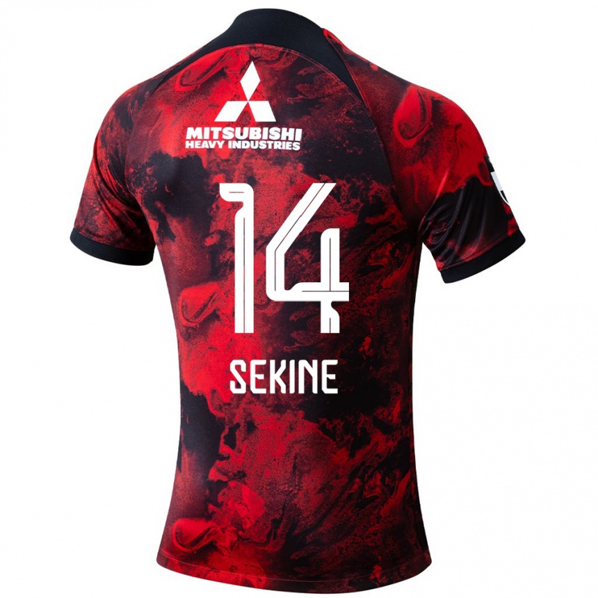 Niño Fútbol Camiseta Takahiro Sekine #14 Negro Rojo 1ª Equipación 2024/25 Perú