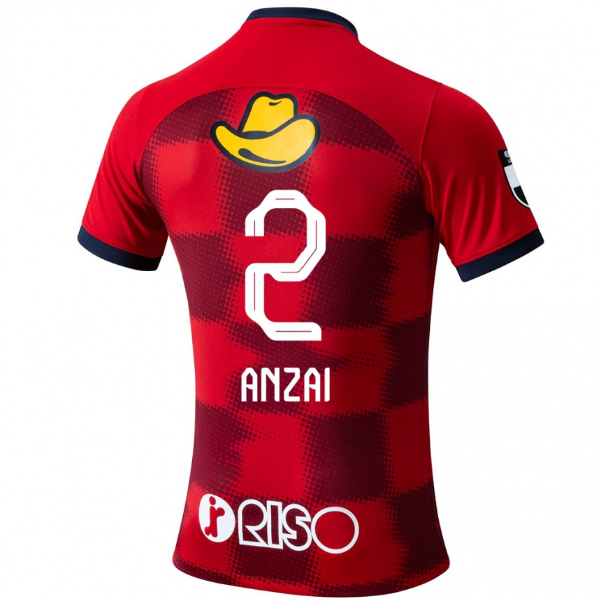 Niño Fútbol Camiseta Koki Anzai #2 Rojo Azul Blanco 1ª Equipación 2024/25 Perú