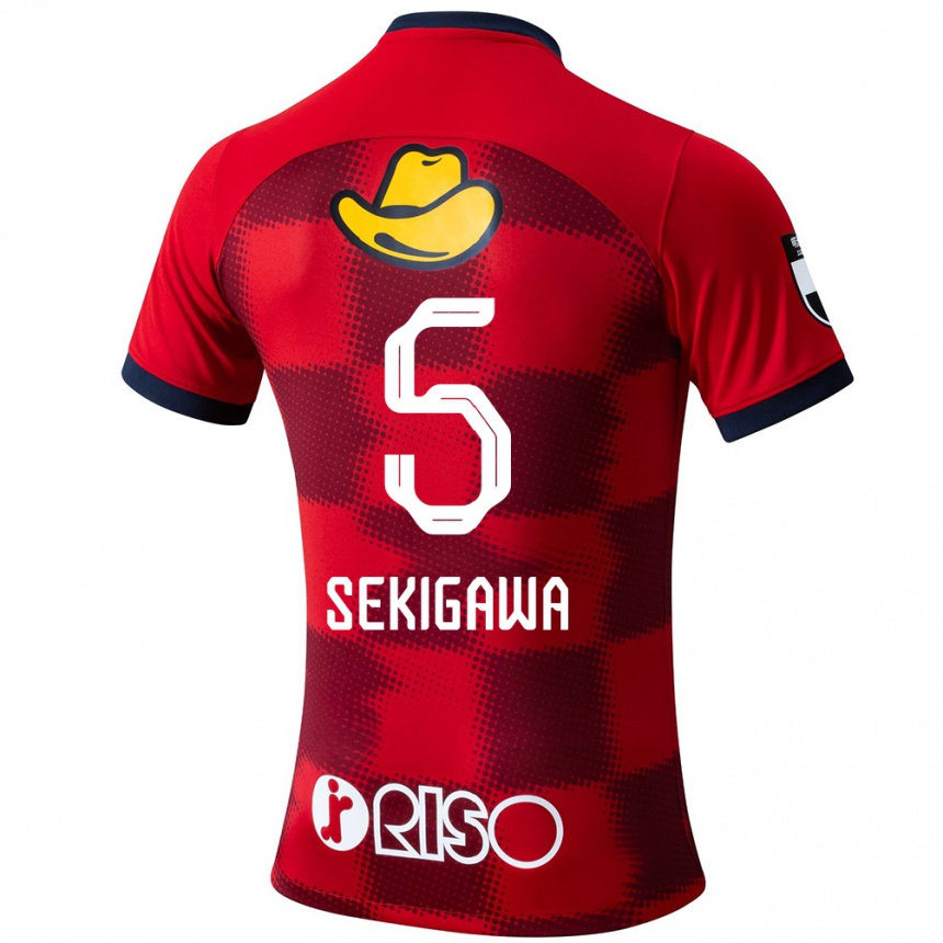 Niño Fútbol Camiseta Ikuma Sekigawa #5 Rojo Azul Blanco 1ª Equipación 2024/25 Perú