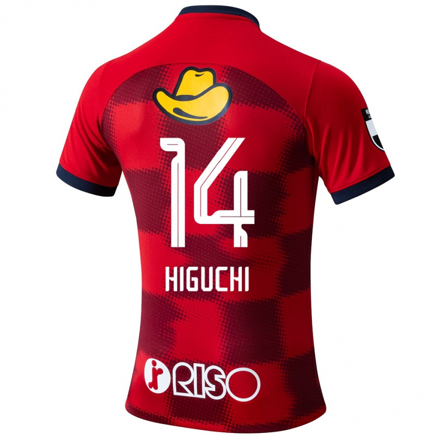 Niño Fútbol Camiseta Yuta Higuchi #14 Rojo Azul Blanco 1ª Equipación 2024/25 Perú