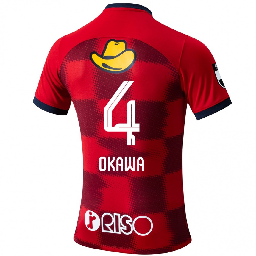 Niño Fútbol Camiseta Yugo Okawa #4 Rojo Azul Blanco 1ª Equipación 2024/25 Perú