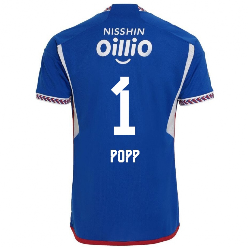 Niño Fútbol Camiseta William Popp #1 Azul Blanco Rojo 1ª Equipación 2024/25 Perú