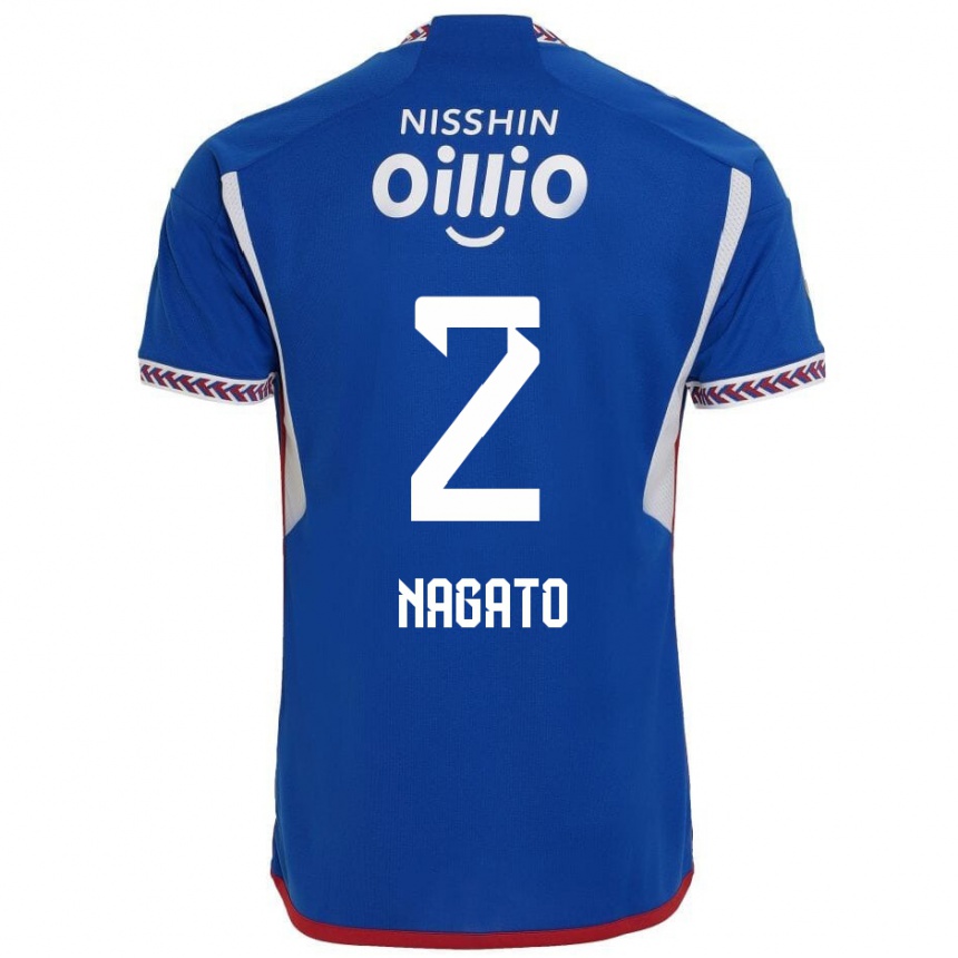 Niño Fútbol Camiseta Katsuya Nagato #2 Azul Blanco Rojo 1ª Equipación 2024/25 Perú