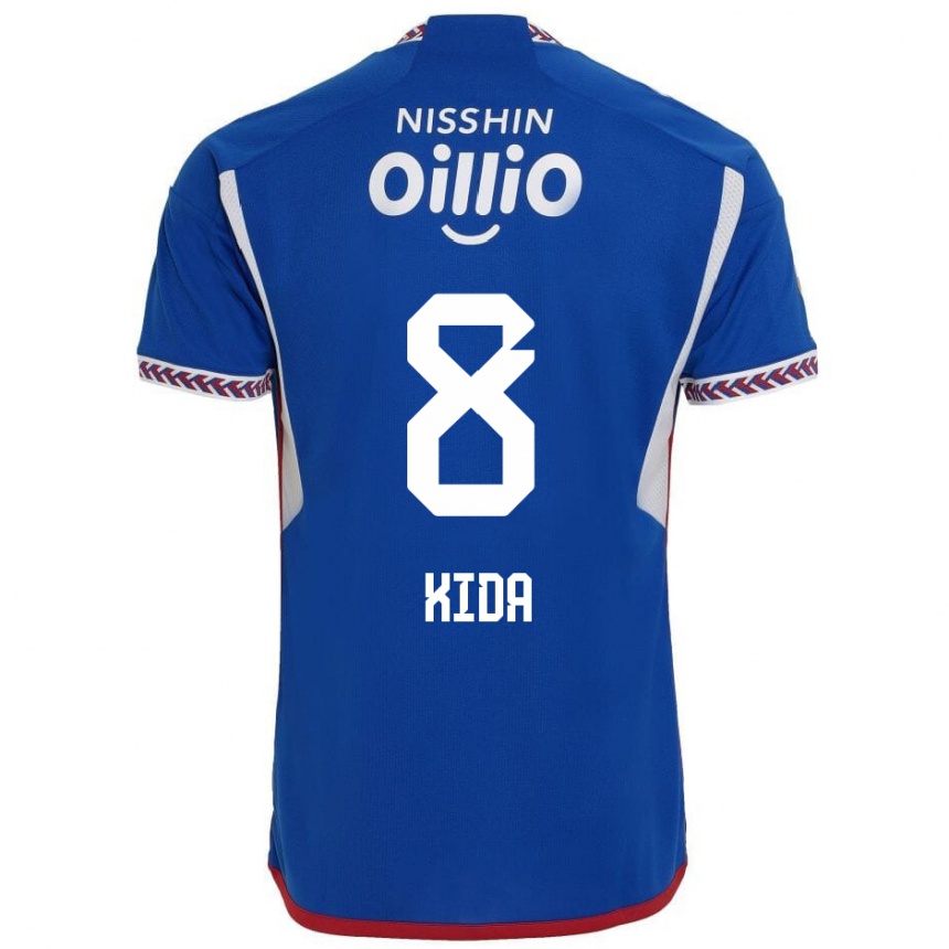 Niño Fútbol Camiseta Takuya Kida #8 Azul Blanco Rojo 1ª Equipación 2024/25 Perú