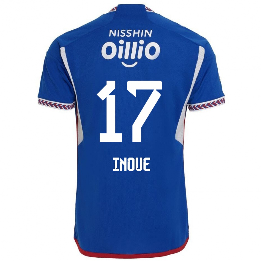 Niño Fútbol Camiseta Kenta Inoue #17 Azul Blanco Rojo 1ª Equipación 2024/25 Perú