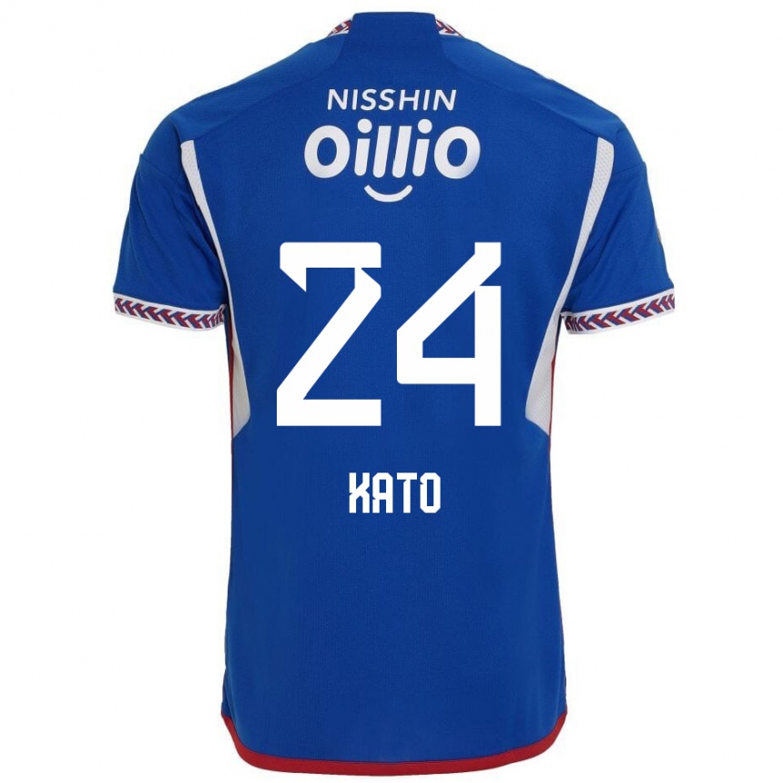 Niño Fútbol Camiseta Hijiri Kato #24 Azul Blanco Rojo 1ª Equipación 2024/25 Perú