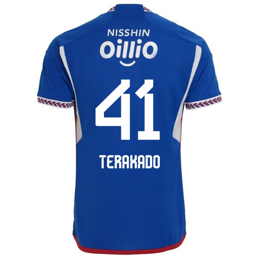 Niño Fútbol Camiseta Riku Terakado #41 Azul Blanco Rojo 1ª Equipación 2024/25 Perú