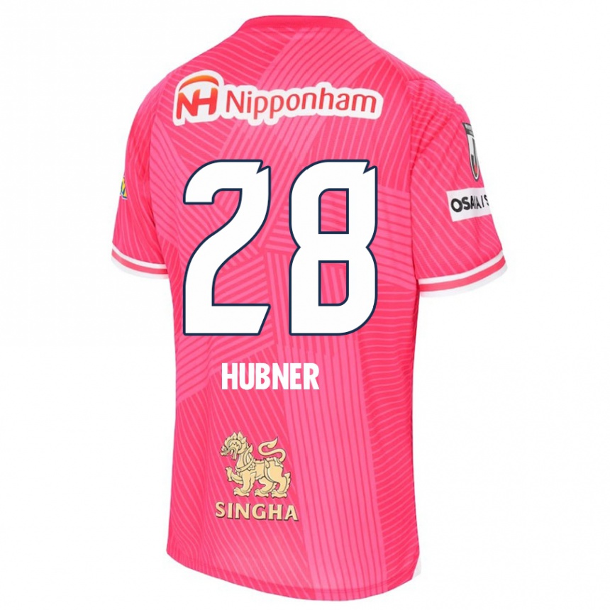 Niño Fútbol Camiseta Justin Hubner #28 Rosa Blanco 1ª Equipación 2024/25 Perú