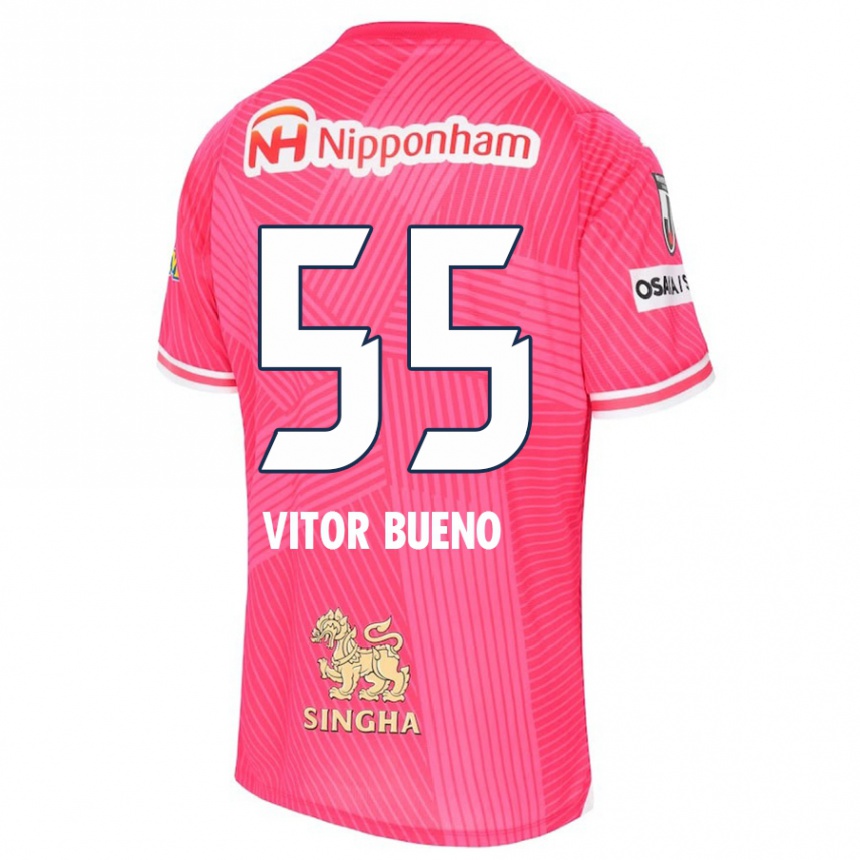 Niño Fútbol Camiseta Vitor Bueno #55 Rosa Blanco 1ª Equipación 2024/25 Perú