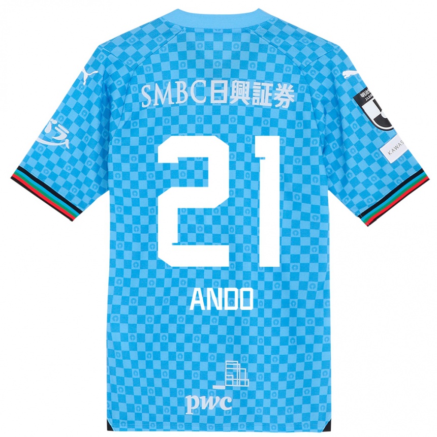 Niño Fútbol Camiseta Shunsuke Ando #21 Azul Celeste 1ª Equipación 2024/25 Perú