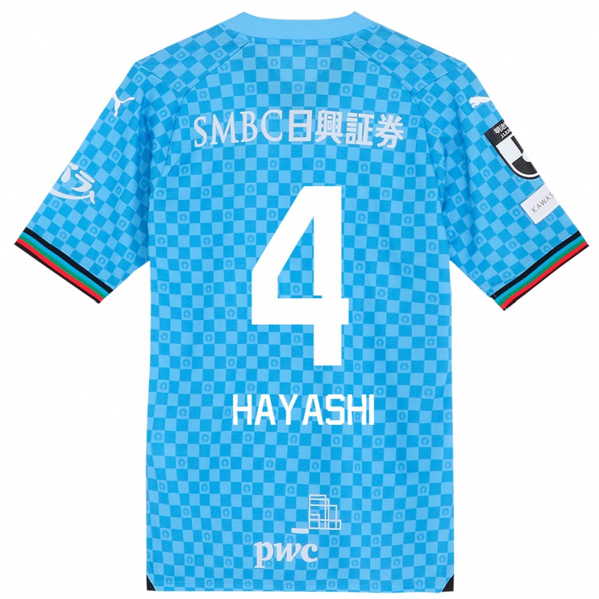 Niño Fútbol Camiseta Shunsuke Hayashi #4 Azul Celeste 1ª Equipación 2024/25 Perú