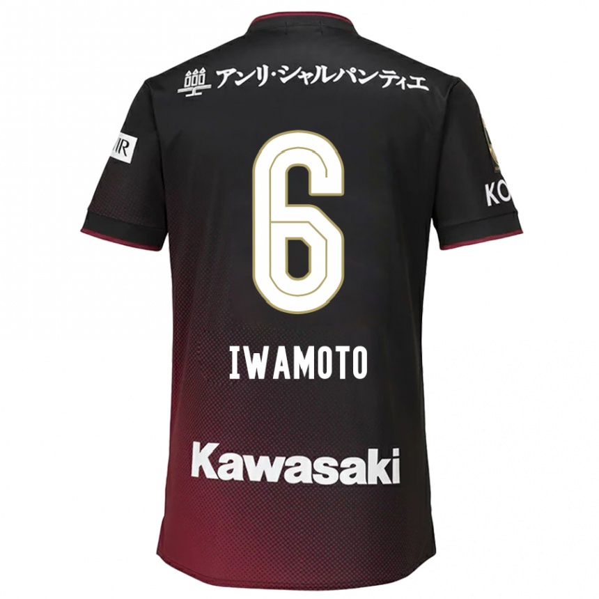 Niño Fútbol Camiseta Yuan Iwamoto #6 Negro Rojo 1ª Equipación 2024/25 Perú