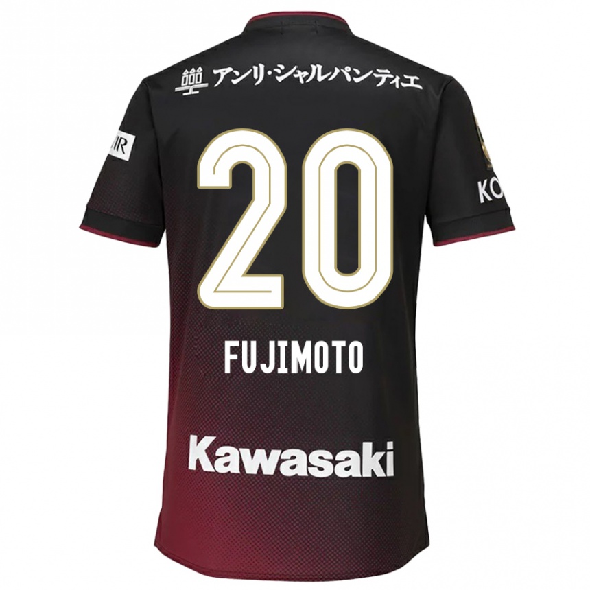 Niño Fútbol Camiseta Riku Fujimoto #20 Negro Rojo 1ª Equipación 2024/25 Perú