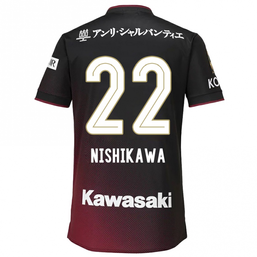 Niño Fútbol Camiseta Aiku Nishikawa #22 Negro Rojo 1ª Equipación 2024/25 Perú