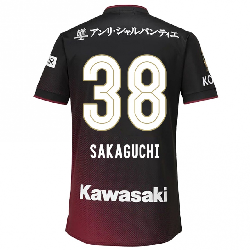 Niño Fútbol Camiseta Yuki Sakaguchi #38 Negro Rojo 1ª Equipación 2024/25 Perú