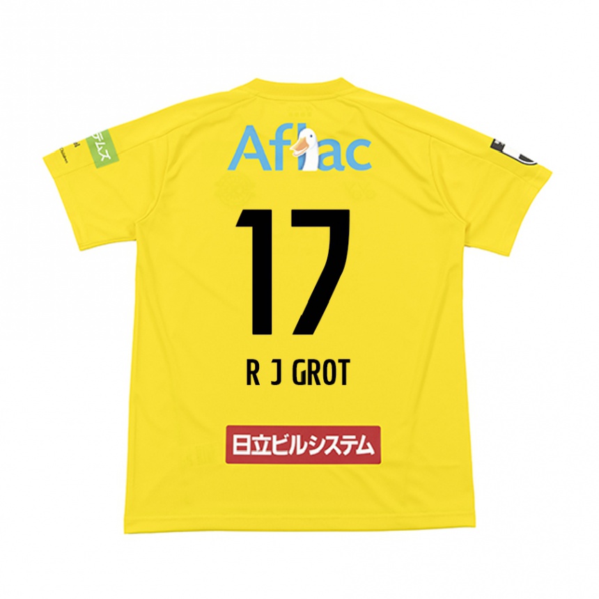 Niño Fútbol Camiseta Jay-Roy Grot #17 Amarillo Negro 1ª Equipación 2024/25 Perú