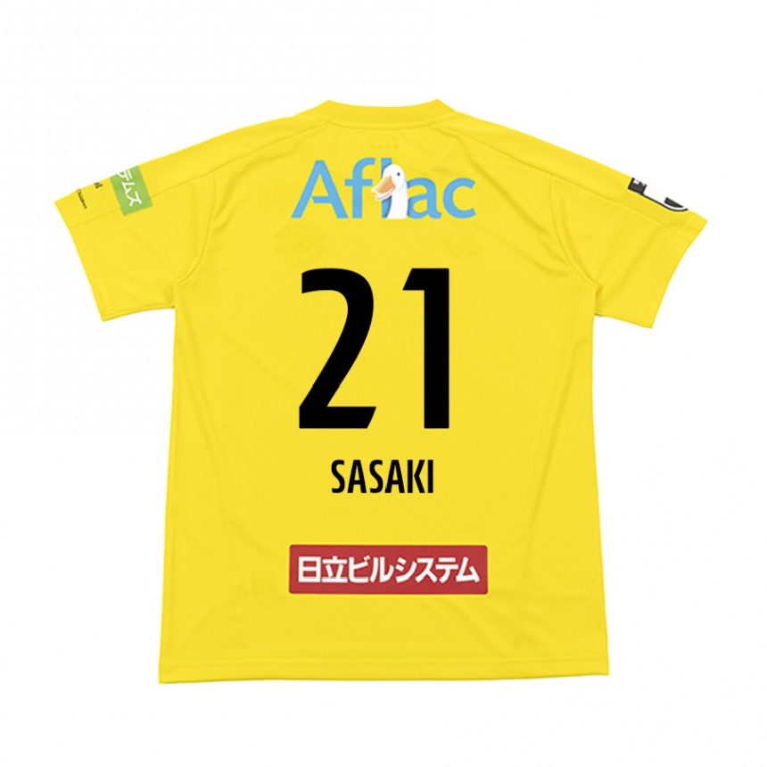 Niño Fútbol Camiseta Masato Sasaki #21 Amarillo Negro 1ª Equipación 2024/25 Perú