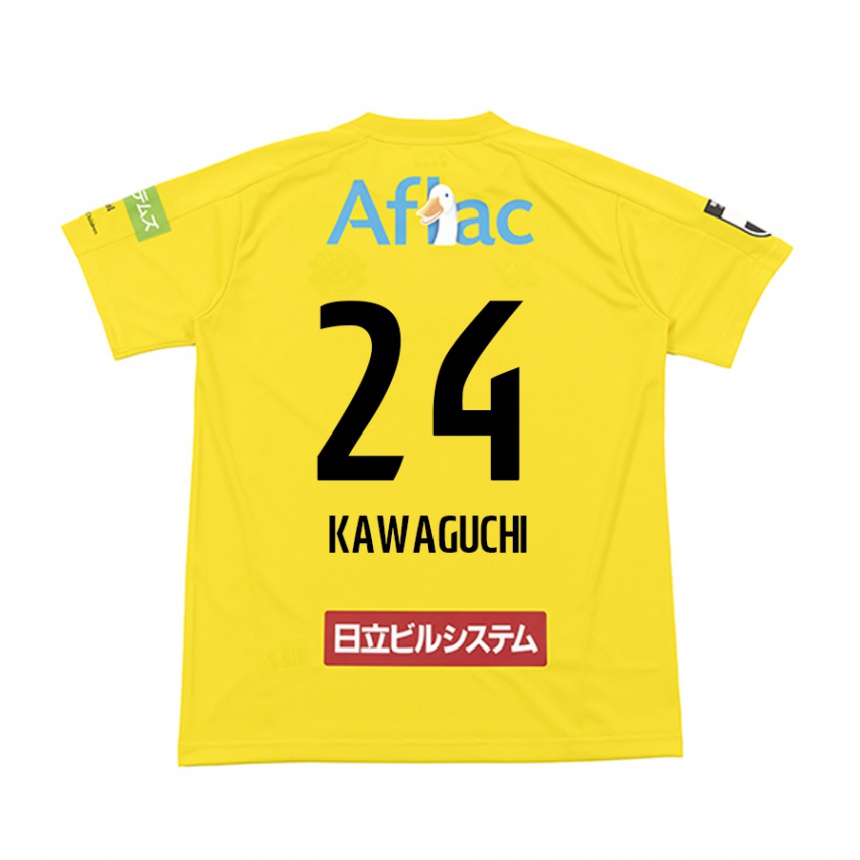 Niño Fútbol Camiseta Naoki Kawaguchi #24 Amarillo Negro 1ª Equipación 2024/25 Perú