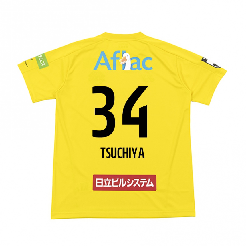 Niño Fútbol Camiseta Takumi Tsuchiya #34 Amarillo Negro 1ª Equipación 2024/25 Perú