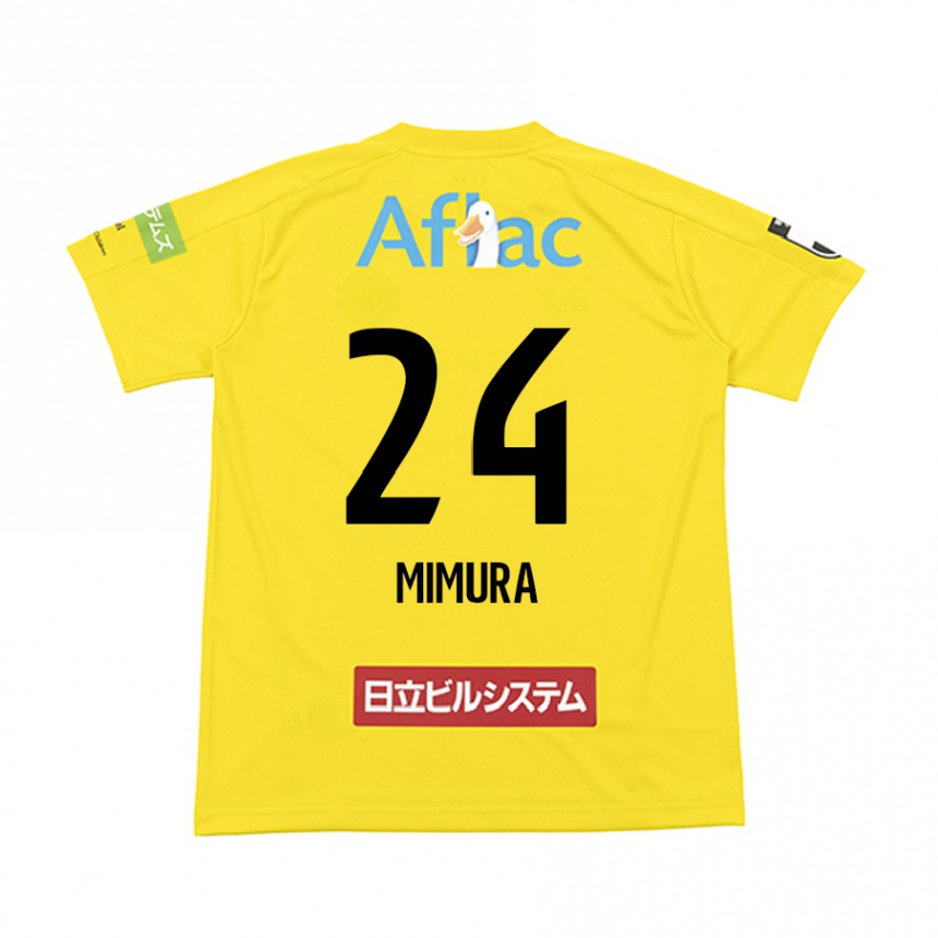 Niño Fútbol Camiseta Kaname Mimura #24 Amarillo Negro 1ª Equipación 2024/25 Perú