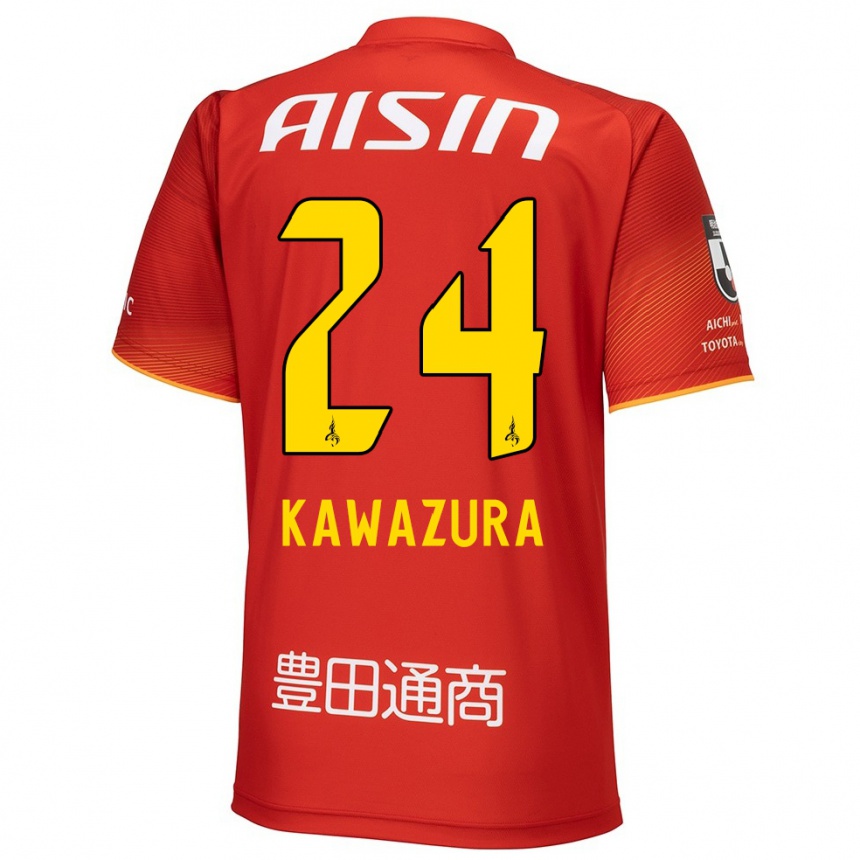 Niño Fútbol Camiseta Akinari Kawazura #24 Rojo Blanco Amarillo 1ª Equipación 2024/25 Perú