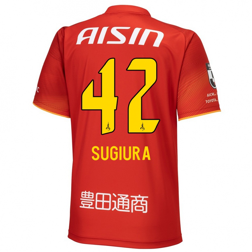 Niño Fútbol Camiseta Shungo Sugiura #42 Rojo Blanco Amarillo 1ª Equipación 2024/25 Perú