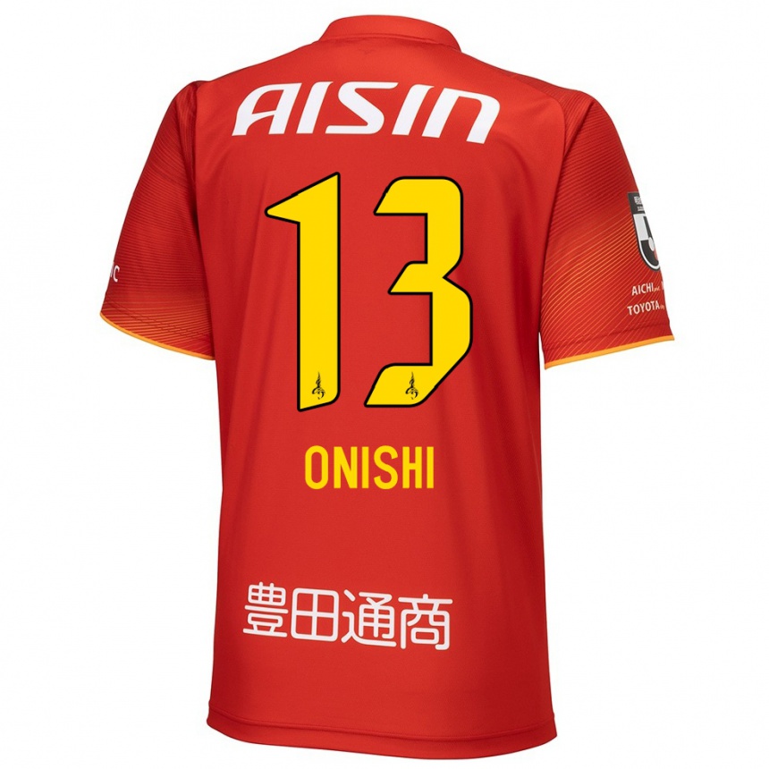 Niño Fútbol Camiseta Ritsu Onishi #13 Rojo Blanco Amarillo 1ª Equipación 2024/25 Perú