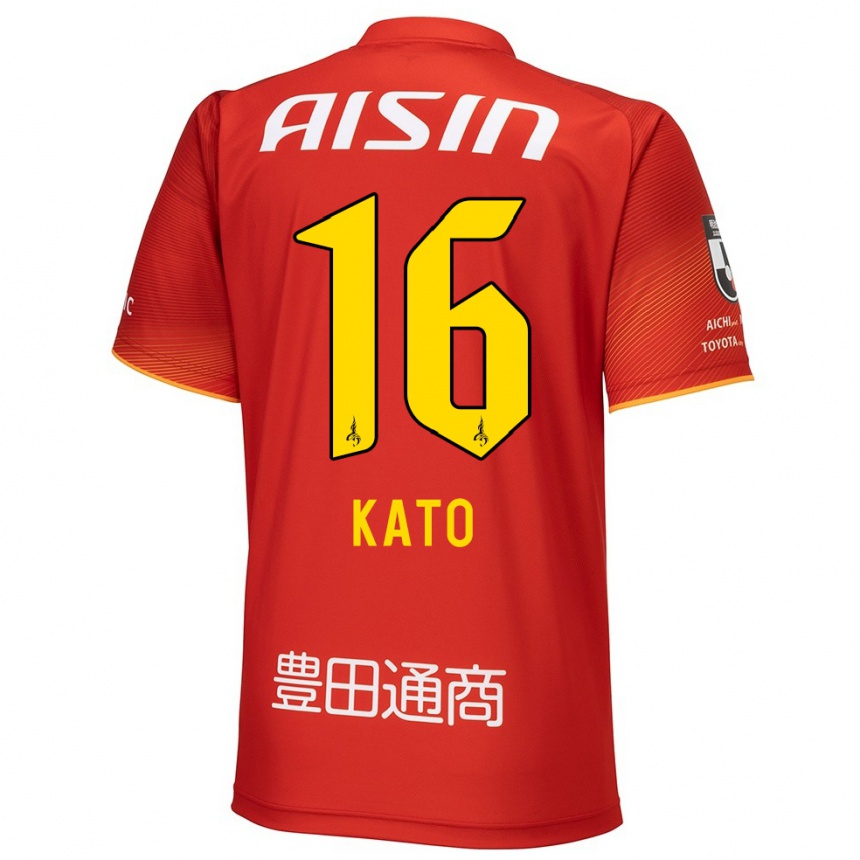 Niño Fútbol Camiseta Naotaro Kato #16 Rojo Blanco Amarillo 1ª Equipación 2024/25 Perú