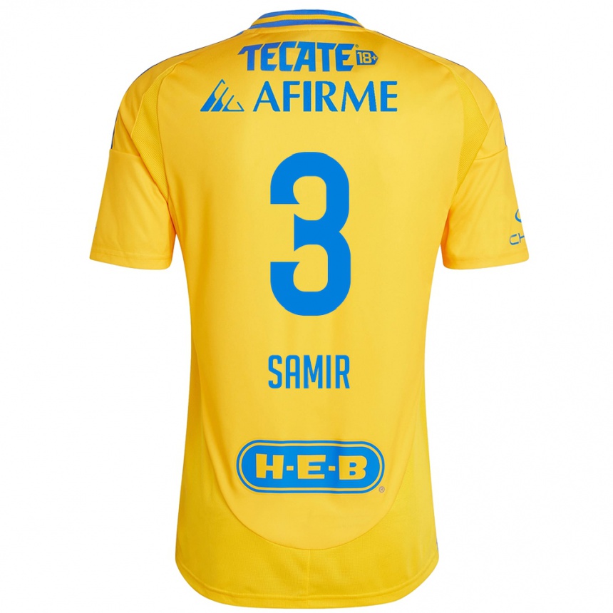 Niño Fútbol Camiseta Samir Caetano #3 Oro Amarillo 1ª Equipación 2024/25 Perú