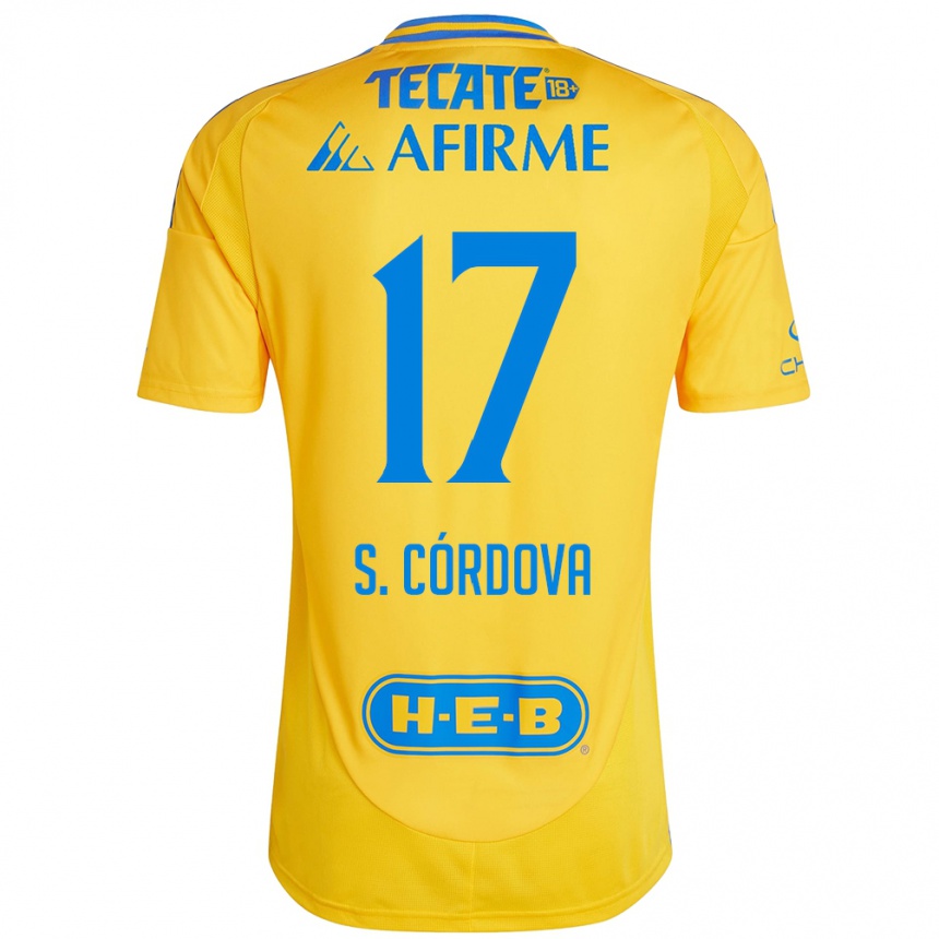 Niño Fútbol Camiseta Sebastián Córdova #17 Oro Amarillo 1ª Equipación 2024/25 Perú