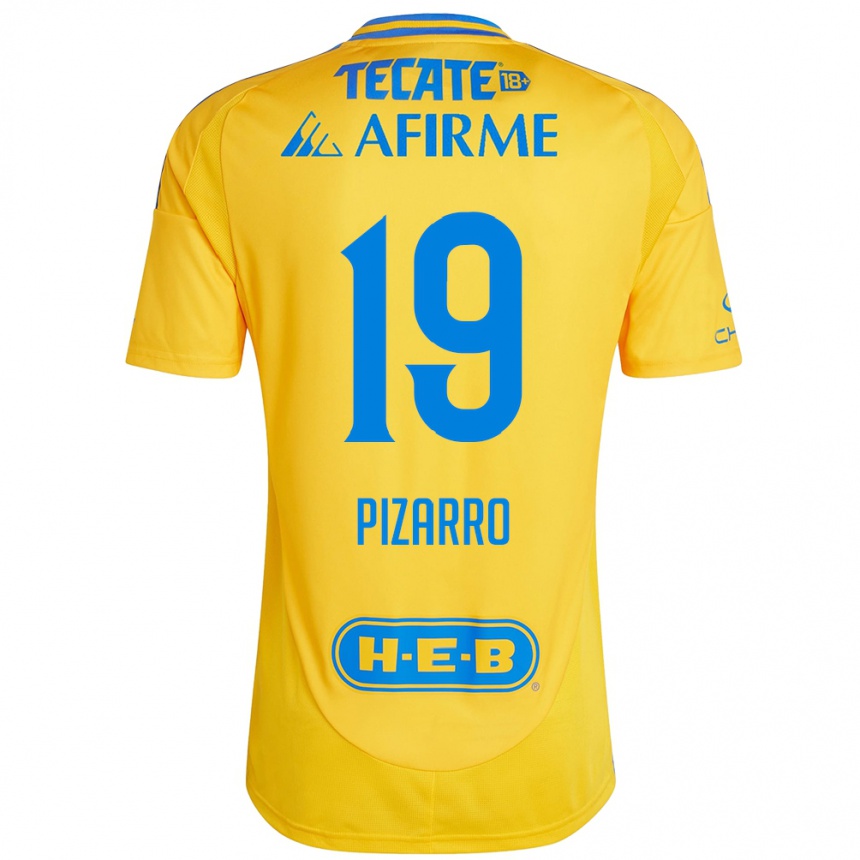 Niño Fútbol Camiseta Guido Pizarro #19 Oro Amarillo 1ª Equipación 2024/25 Perú