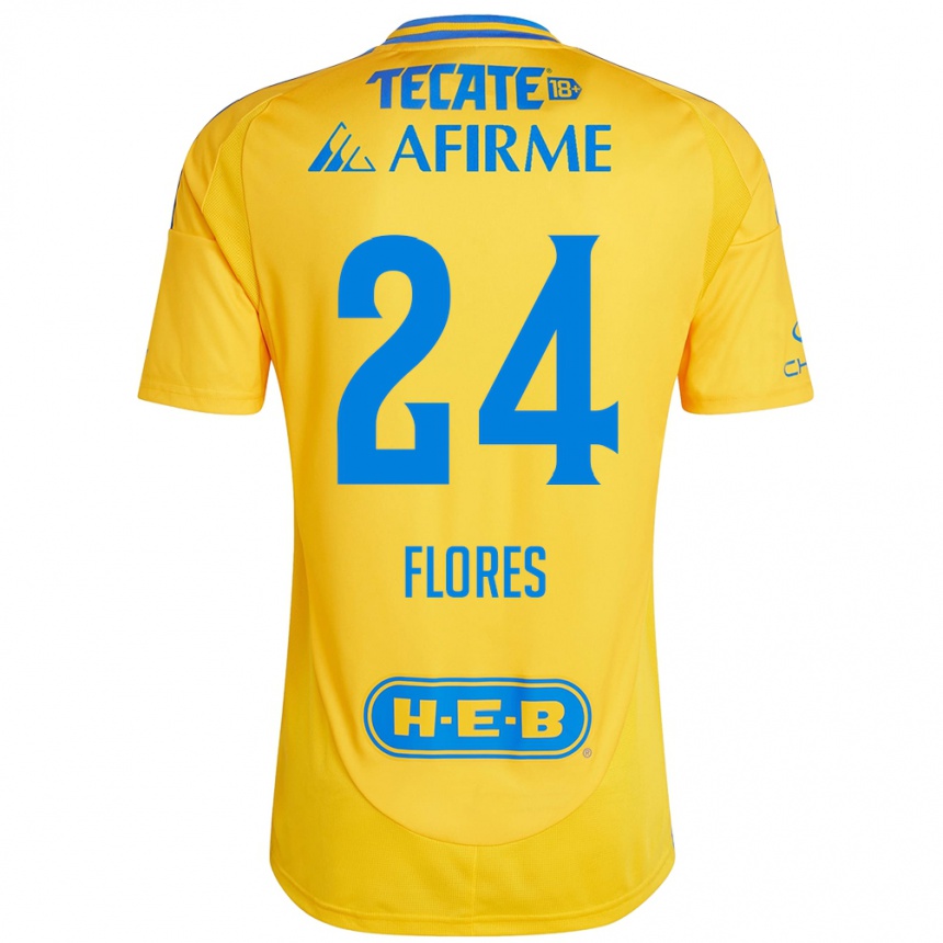 Niño Fútbol Camiseta Marcelo Flores #24 Oro Amarillo 1ª Equipación 2024/25 Perú