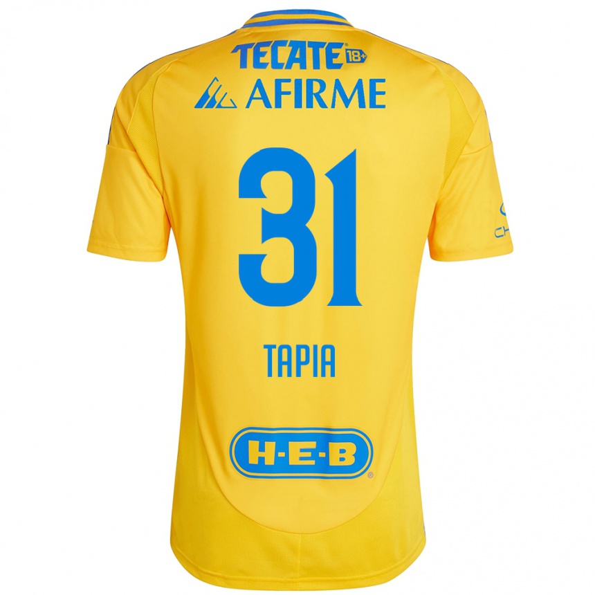 Niño Fútbol Camiseta Fernando Tapia #31 Oro Amarillo 1ª Equipación 2024/25 Perú