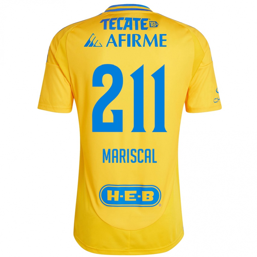 Niño Fútbol Camiseta Kevin Mariscal #211 Oro Amarillo 1ª Equipación 2024/25 Perú