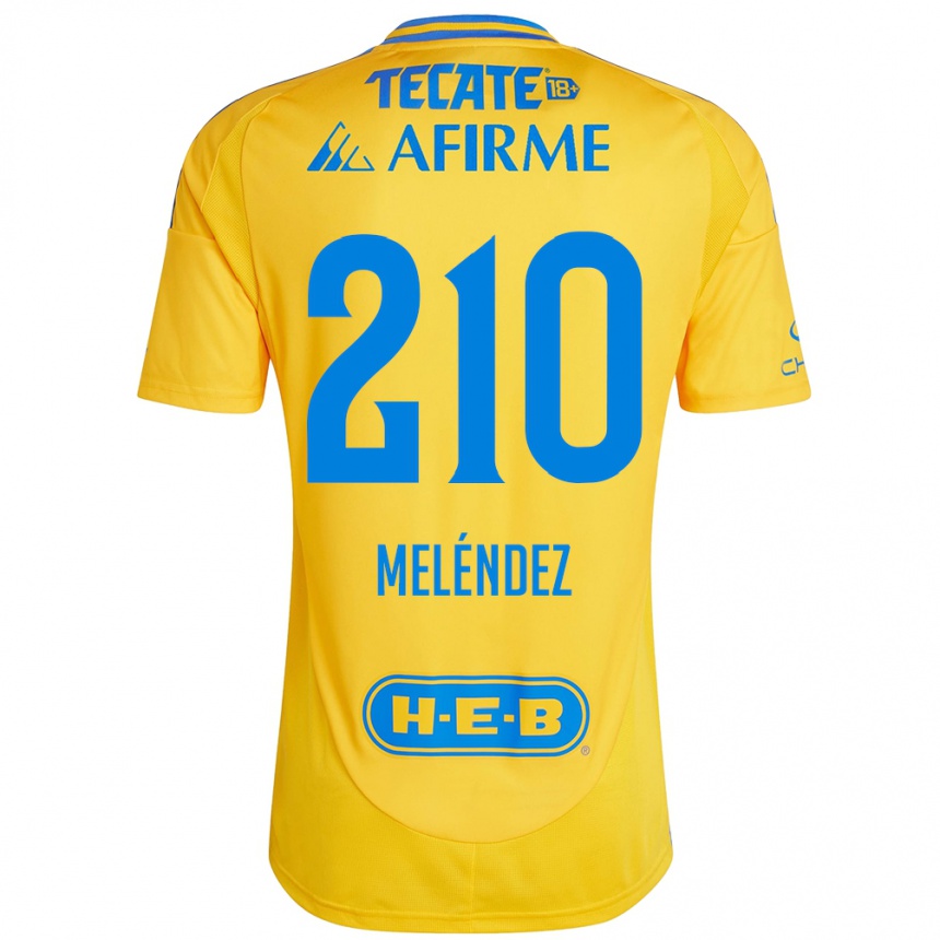 Niño Fútbol Camiseta Marcelo Meléndez #210 Oro Amarillo 1ª Equipación 2024/25 Perú