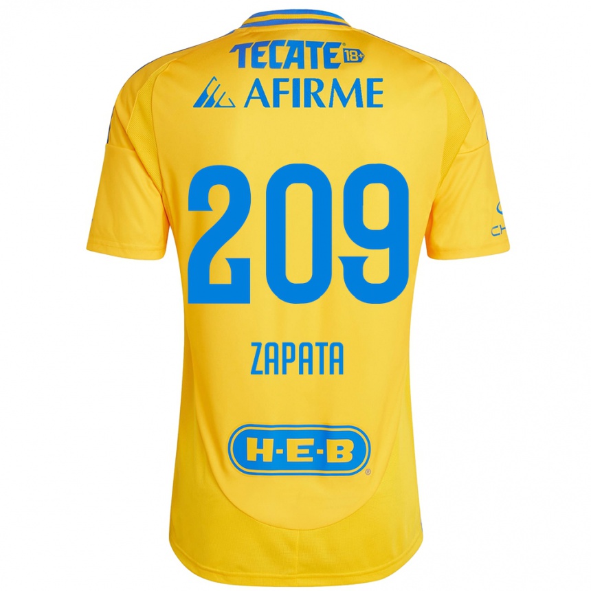 Niño Fútbol Camiseta Jorge Zapata #209 Oro Amarillo 1ª Equipación 2024/25 Perú