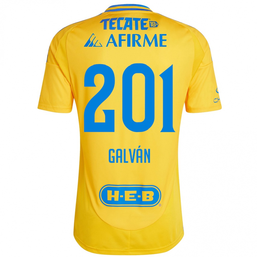 Niño Fútbol Camiseta Isac Galván #201 Oro Amarillo 1ª Equipación 2024/25 Perú