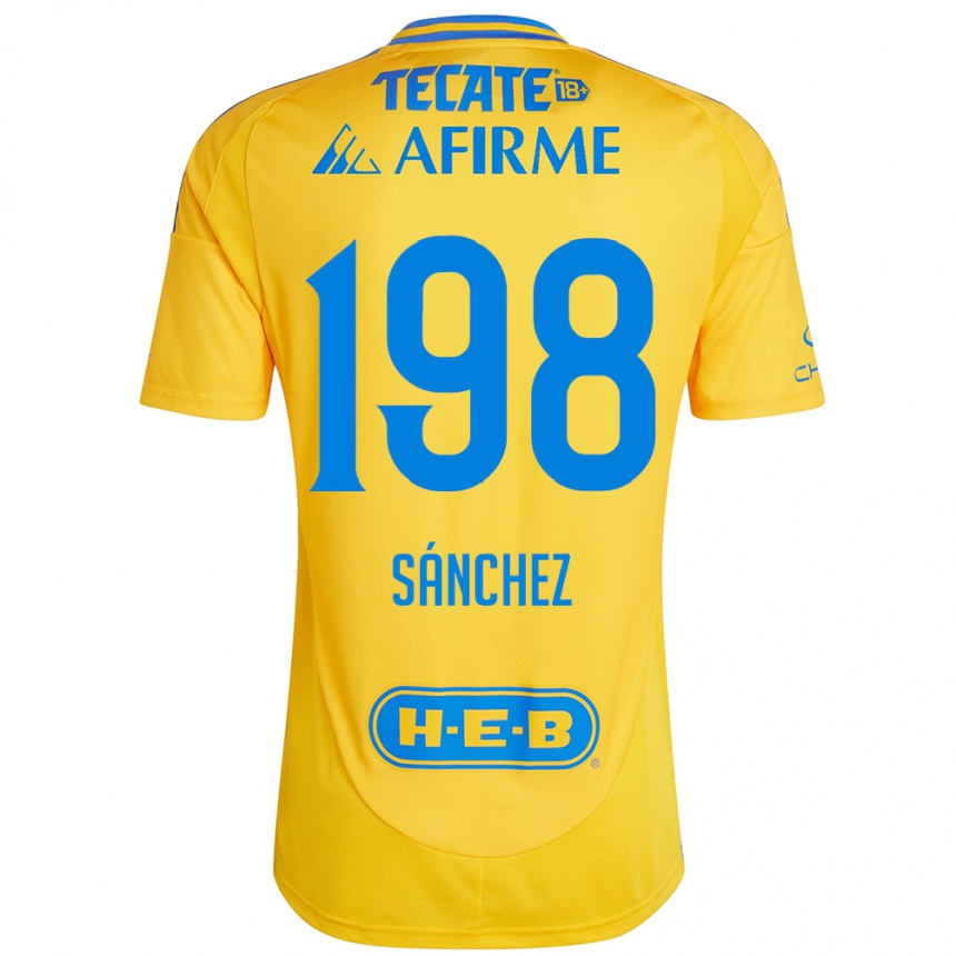 Niño Fútbol Camiseta Diego Sánchez #198 Oro Amarillo 1ª Equipación 2024/25 Perú