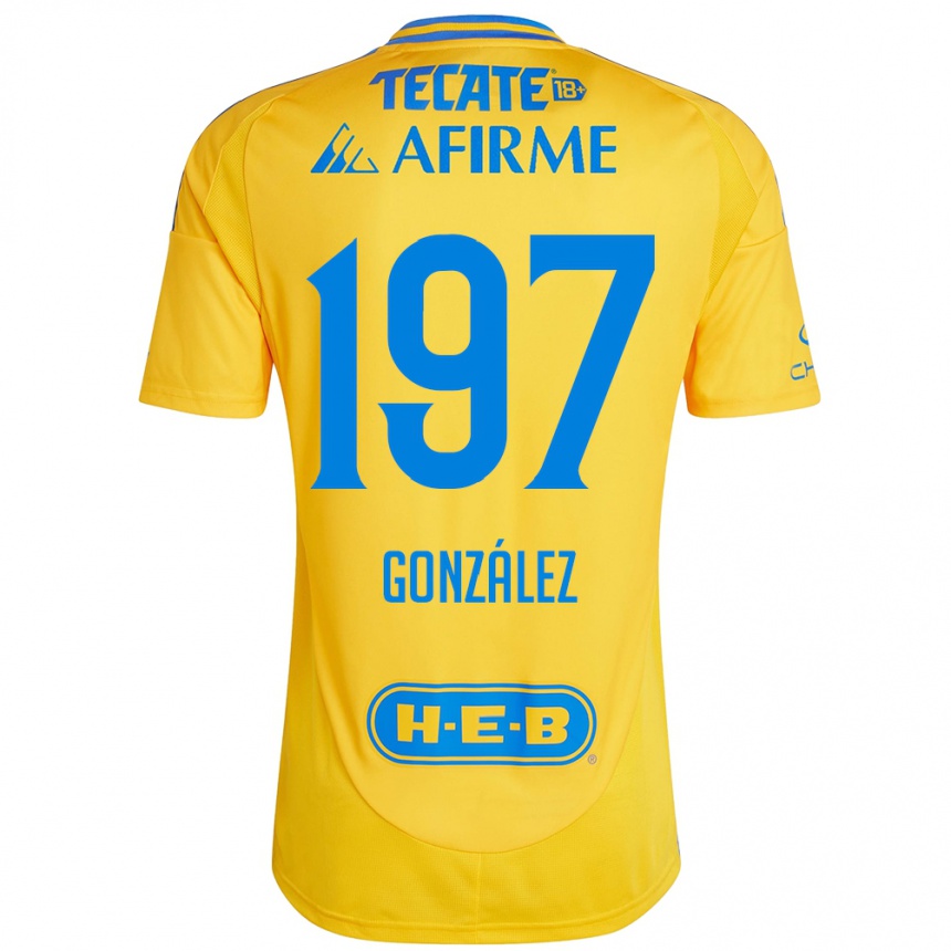 Niño Fútbol Camiseta Germán González #197 Oro Amarillo 1ª Equipación 2024/25 Perú