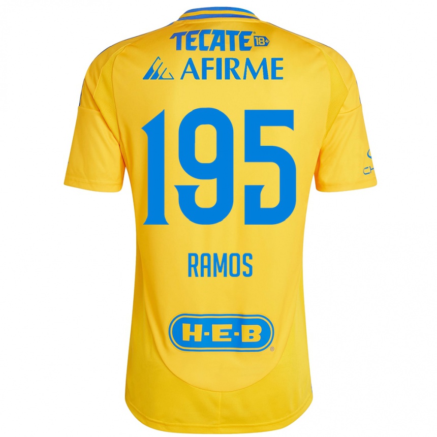 Niño Fútbol Camiseta Rodrigo Ramos #195 Oro Amarillo 1ª Equipación 2024/25 Perú