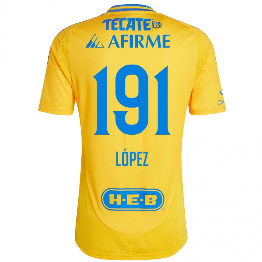 Niño Fútbol Camiseta Adrián López #191 Oro Amarillo 1ª Equipación 2024/25 Perú