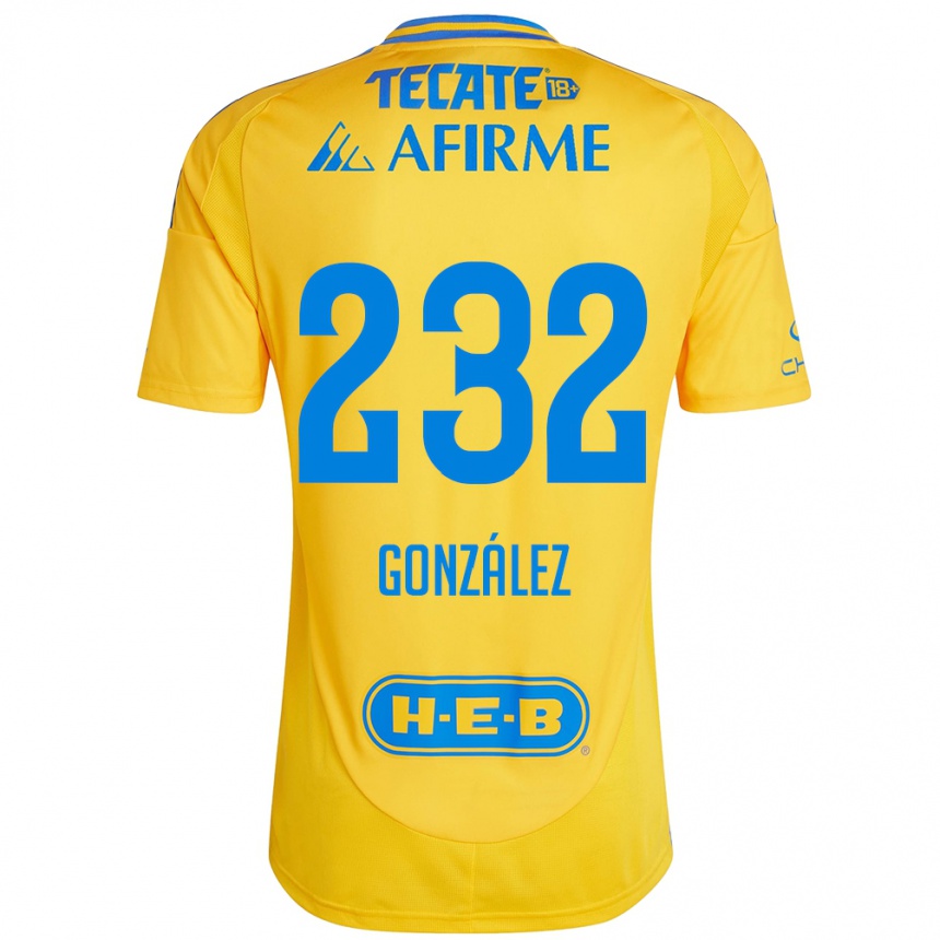 Niño Fútbol Camiseta César González #232 Oro Amarillo 1ª Equipación 2024/25 Perú