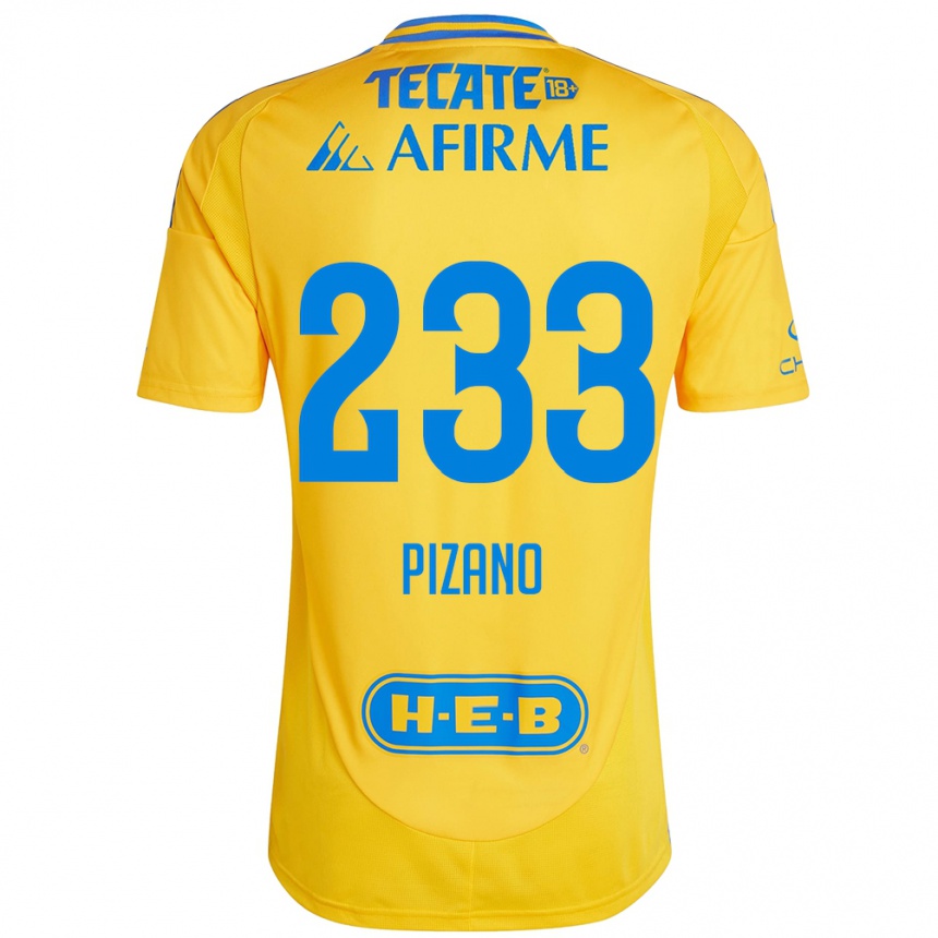 Niño Fútbol Camiseta Juan Pizano #233 Oro Amarillo 1ª Equipación 2024/25 Perú