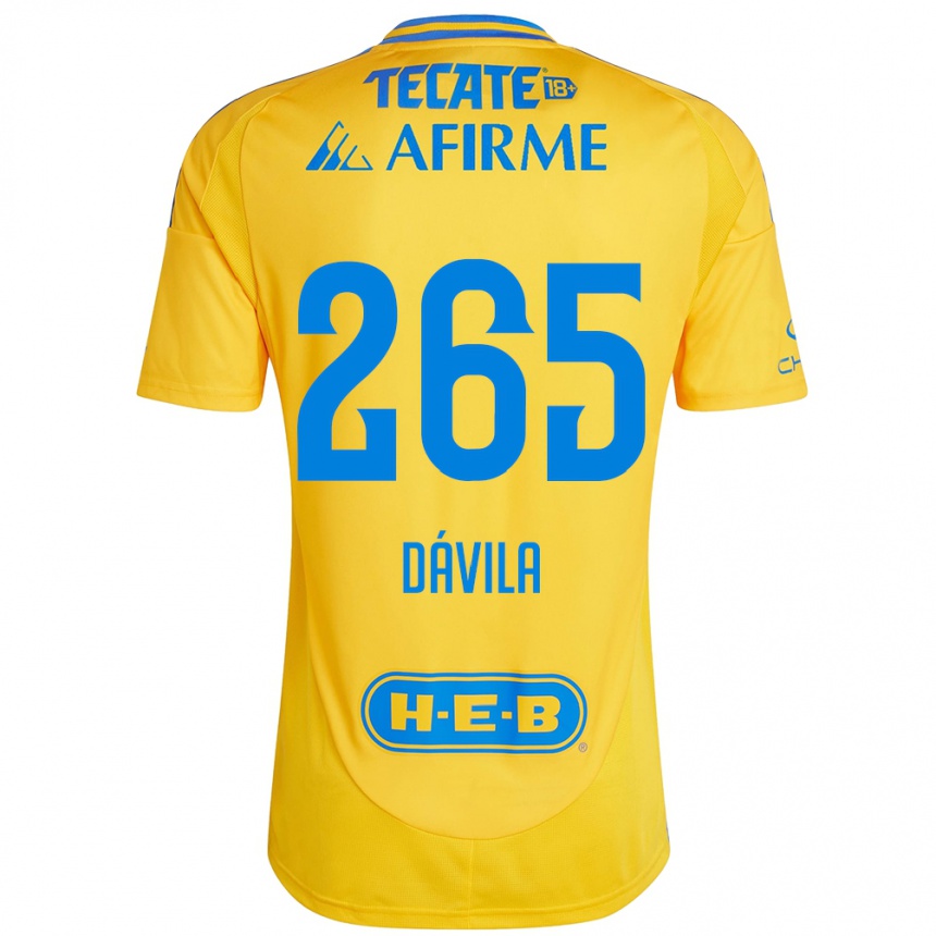 Niño Fútbol Camiseta Emiliano Dávila #265 Oro Amarillo 1ª Equipación 2024/25 Perú