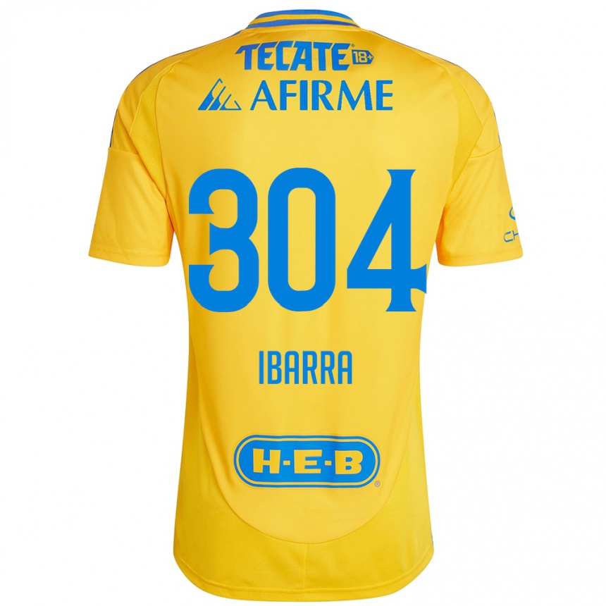 Niño Fútbol Camiseta Luis Ibarra #304 Oro Amarillo 1ª Equipación 2024/25 Perú